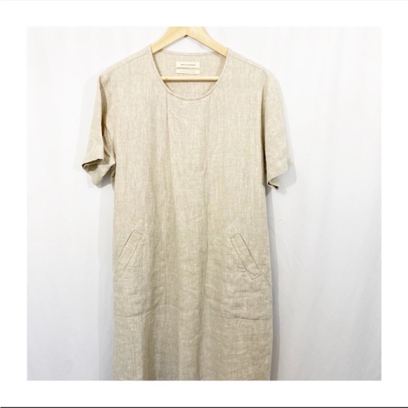 Elegant Beige Linen Dress - Picture 5 of 12